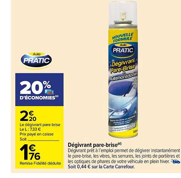 dégivrant pare-brise auto pratic