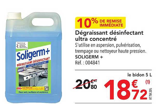 dégraissant désinfectant ultra concentré soligerm+