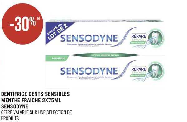 dentifrice dents sensibles menthe fraîche 2 x 75 ml sensodyne