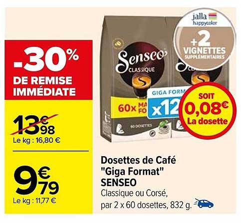dosettes de café "giga format" senseo