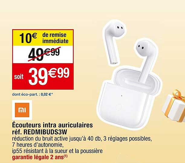 écouteurs Intra Auriculaires Réf Redmibuds3w Xiaomi