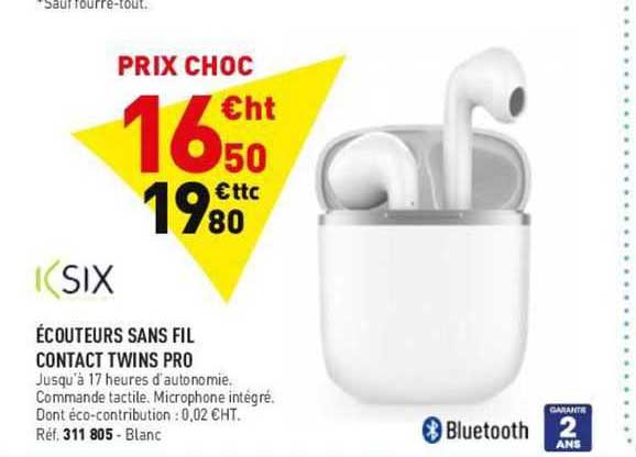 écouteurs sans fil contact twins pro ksix