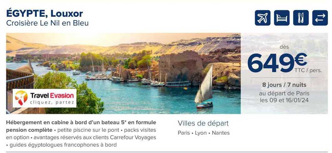 égypte, louxor croisière le nil en bleu