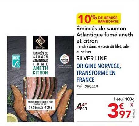 émincés de saumon atlantique fumé aneth et citron silver line