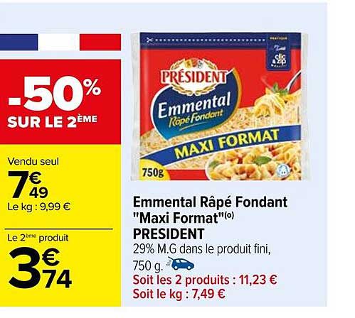emmental râpé format "maxi format" président