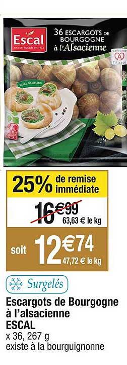 escargots de bourgogne à l'alsacienne escal