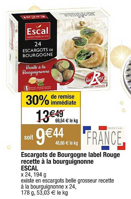 escargots de bourgogne label rouge recette à la bourguignonne escal