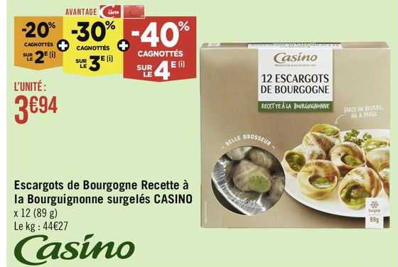 escargots de bourgogne recette à la bourguignonne surgelés casino