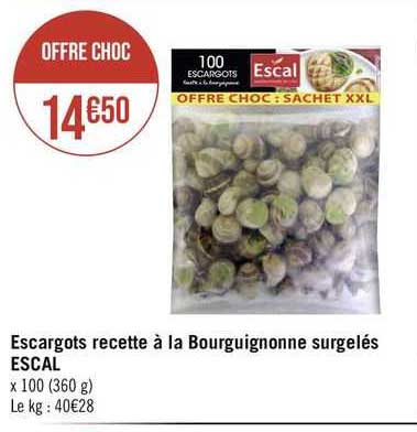 escargots recette à la bourguignonne surgelés escal