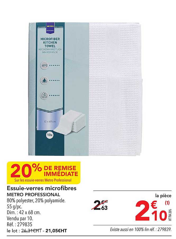 essuie-verres microfibres métro professional