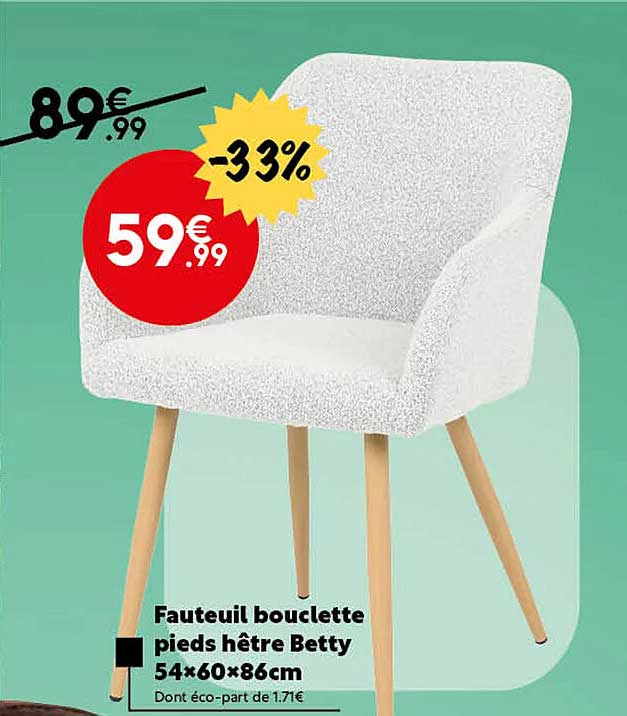 fauteuil bouclette pids hêtre betty