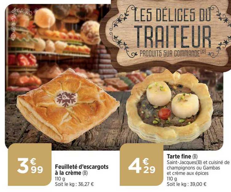 feuilleté d'escargots à la crème tarte fine