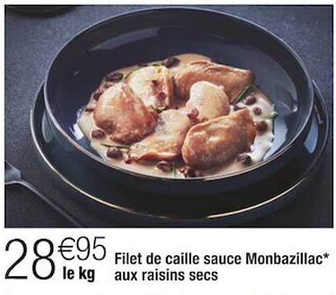 filet de caille sauce monbazillac aux raisins secs