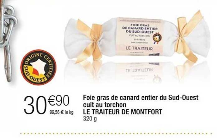 foie gras de canard entier du sud-ouest cuit au torchon le traiteur de montfort