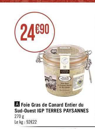 foie gras de canard entier du sud-ouest igp terres paysannes