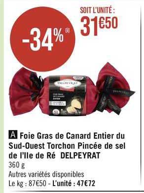 foie gras de canard entier du sud-ouest torchon pincée de sel de l'île de ré delpeyrat