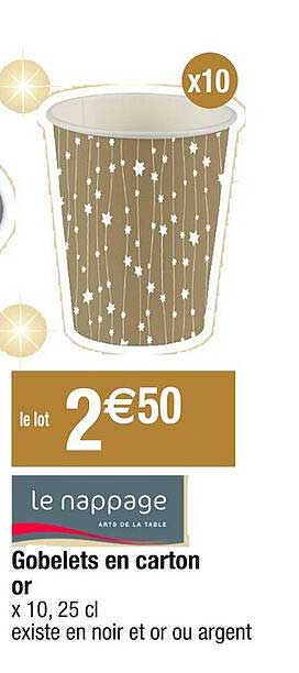 gobelets en carton le nappage