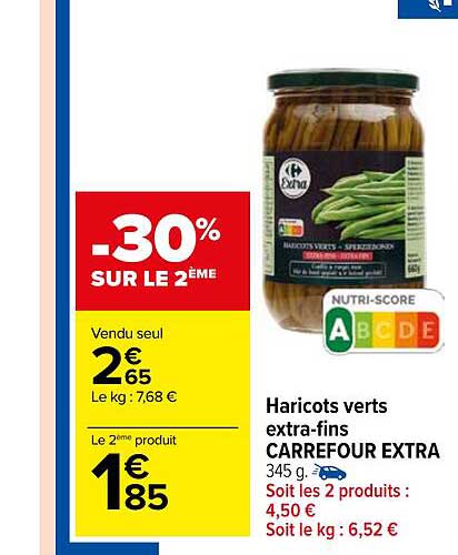 haricots verts extra-fins carrefour extra