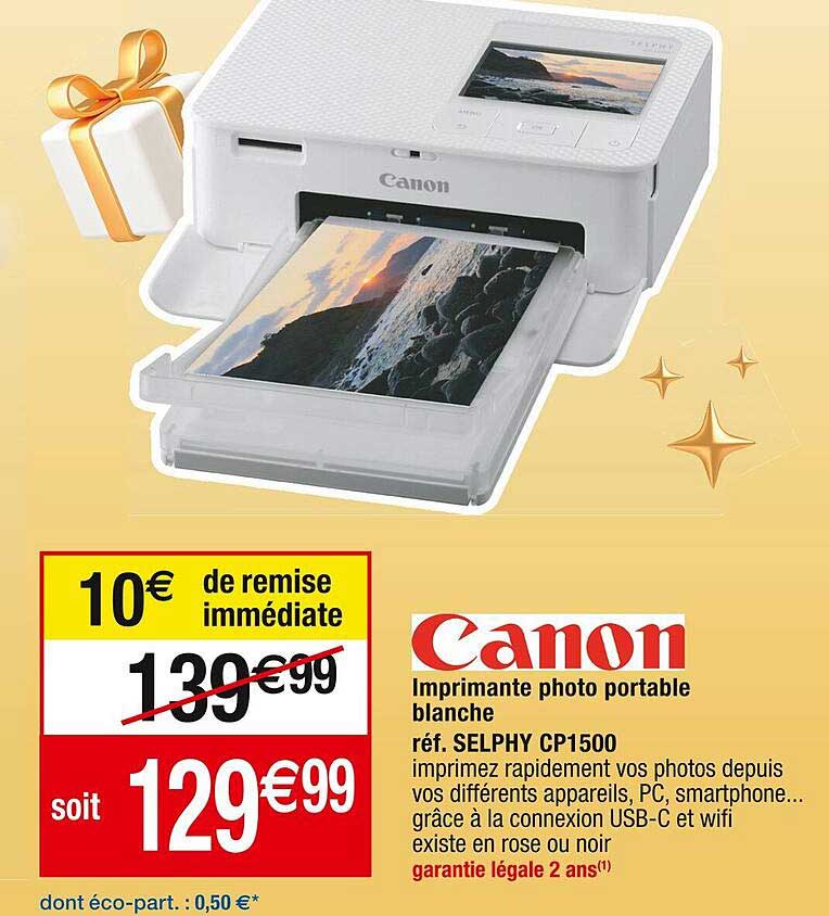 Imprimante Photo Portable Blanche Selphy Cp1500 Canon