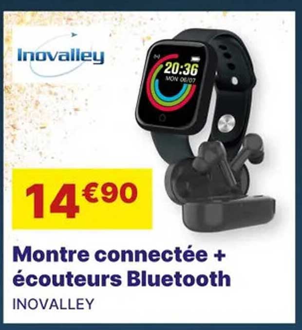 Inovalley Montre Connectée + écouteurs Bluetooth