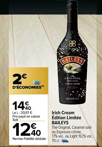 irish cream édition limitée baileys