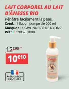 lait corporel au lait d'ânesse bio