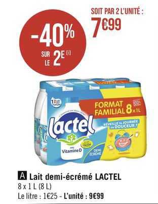 Lait Demi-écrémé Lactel