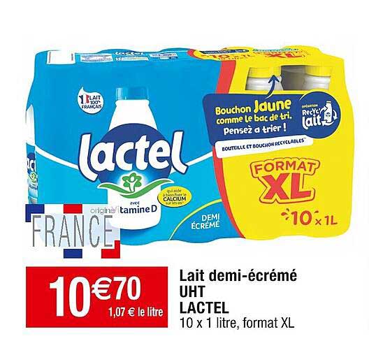 lait demi-écrémé uht lactel