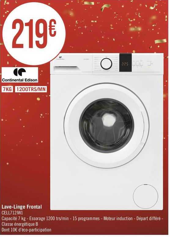 Lave-linge Frontal Continental Edison