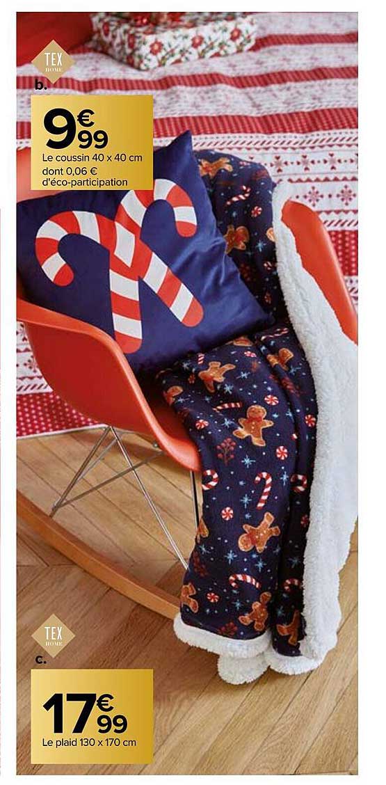Le Coussin 40 X 40 Cm Tex Home, Le Plaid 130 X 170 Cm Tex Home