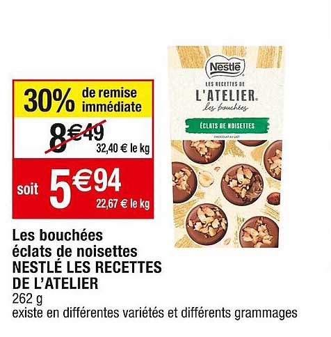 les bouchées éclats de noisettes nestlé les recettes de l'atelier
