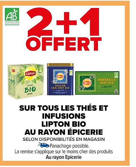 les thés et infusions lipton bio au rayon épicerie