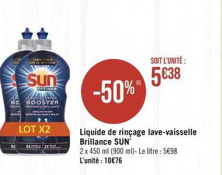 liquide de rinçage lave-vaisselle brillance sun