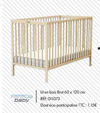 Lit En Bois Brut 60 X 120 Cm Formula Baby