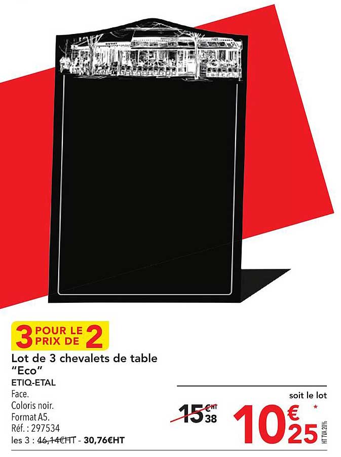 lot de 3 chevalets de table "éco" étiq-etal