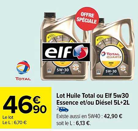 lot huile total ou elf 5w30 essence et/ou diésel 5 l + 2 l
