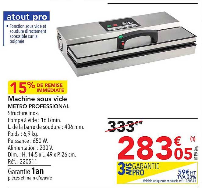 machine sous vide métro professional