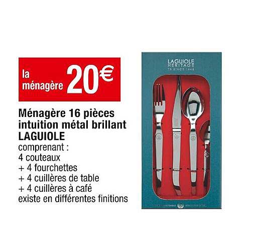 ménagère 16 pièces intuition métal brillant laguiole