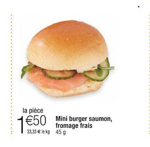 Mini Burger Saumon, Fromage Frais