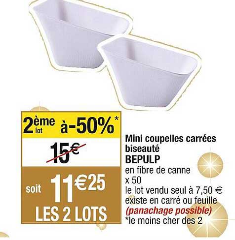 mini coupelles carrées biseauté bepulp