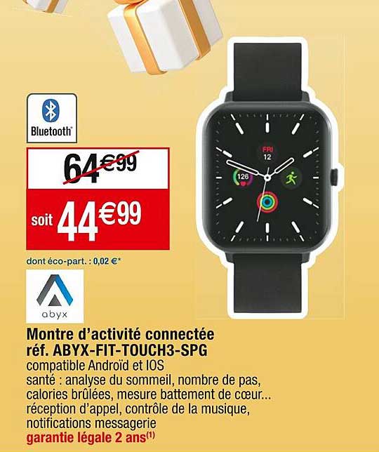 montre d'activité connectée réf. abyx-fit-touch3-spg