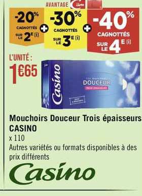 mouchoirs douceur trois épaisseurs casino