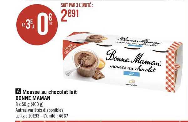 mousse au chocolat lait bonne maman