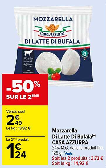mozzarella di latte di bufala casa azzurra