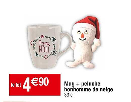 mug + peluche bonhomme de neige