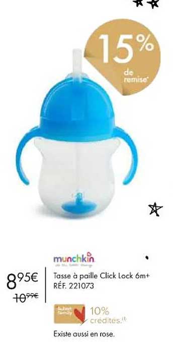 munchkin tasse  à paille click lock 6m+
