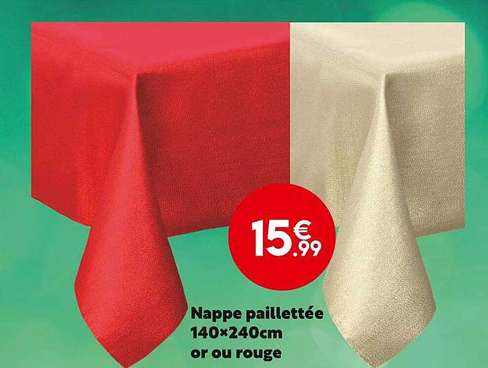 nappe paillettée 140 x 240 cm or ou rouge