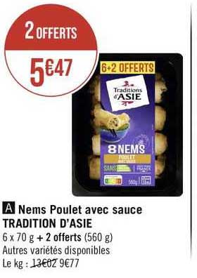 nems poulet avec sauce tradition d'asie