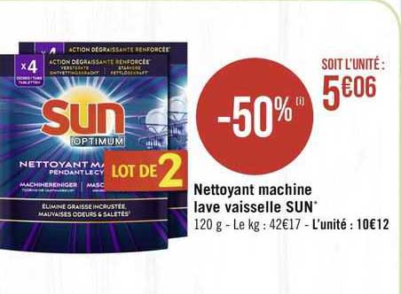 nettoyant machine lave vaisselle sun