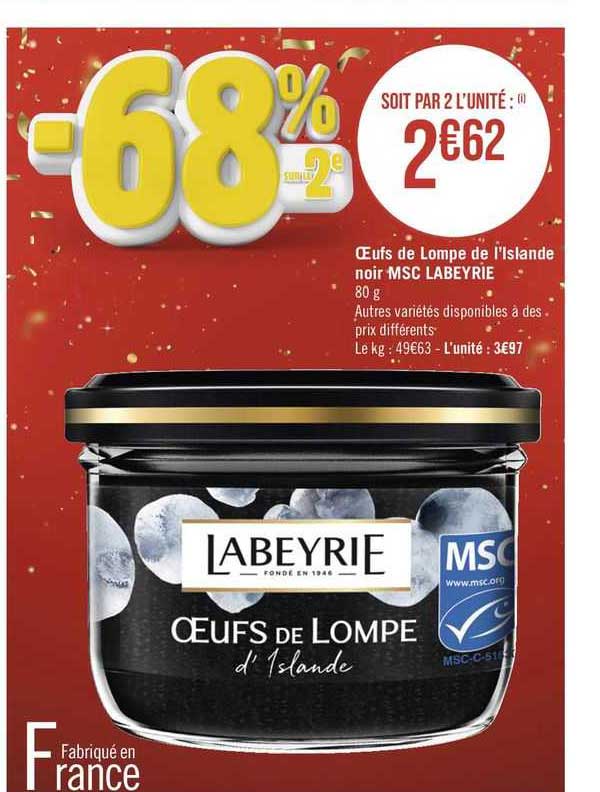 œufs de lompe de l'islande noir msc labeyrie